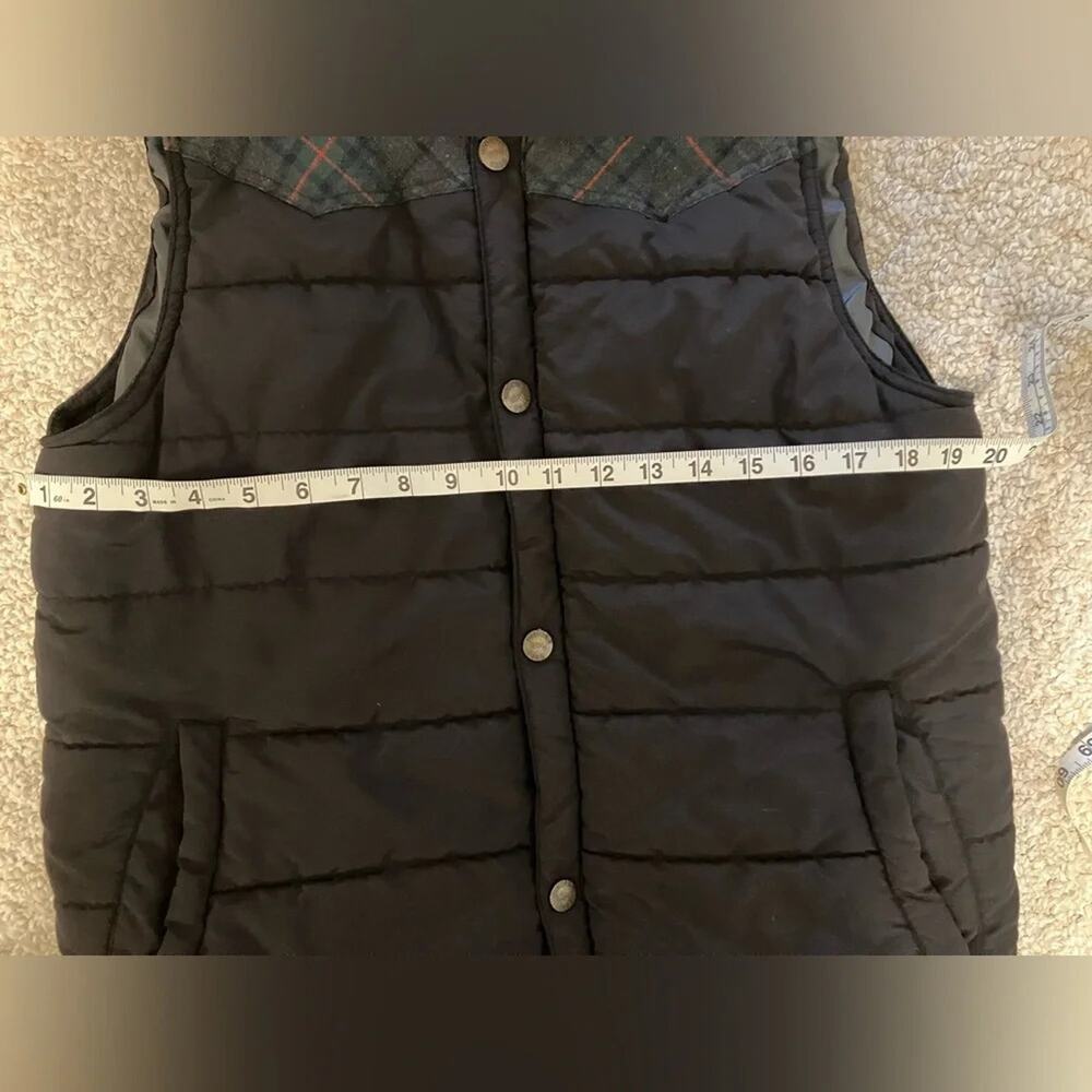 Weatherproof Vintage Mens Puffer Vest Medium Black Plaid Cabincore Outdoor - Picture 8 of 9